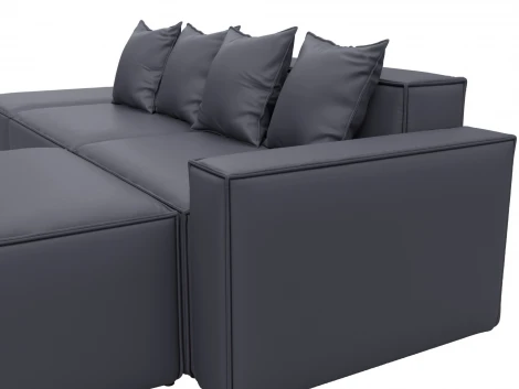 Диван угловой модульный Лига-063 угол правый (ДСП/Пластик/Экокожа/Серый) Лига Диванов 129791