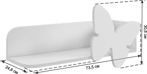 Полка навесная Бабочка Mebelson (ЛДСП,МДФ/Светлое дерево,Розовый) арт.PB-01.3095