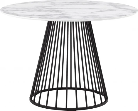 Стол обеденный Stool Group Ливерпуль 110*110 белый мрамор черная ножка