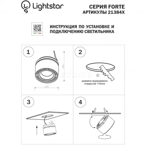 Встраиваемый точечный светильник Lightstar FORTE INCA 213849 (LED, 220V)