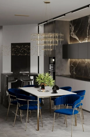 Стул Whispered Fusion Hesby Велюр/Синий арт.HSBI_DC72_blue