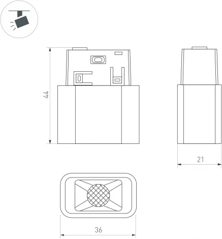 светильник магнитный MAG-ORIENT-BABY-S36x21-2W Warm3000 (BK, 24 deg, 48V) (Arlight, IP20 Металл) 043291