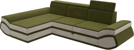 Диван угловой Лига-032 левый угол (Зеленый,Бежевый/Микровельвет) Лига Диванов арт.121653L