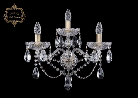 Бра Art Classic 10.21 10.21.2+1.200.XL.Br.Sp (220V, хрусталь, подвески, подсвечник, свеча)