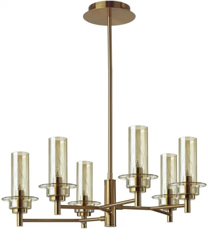 Потолочная люстра на штанге Lumion Madonna 6554/6C бронза/коньячный/металл/стекло E14 6*40W 220V