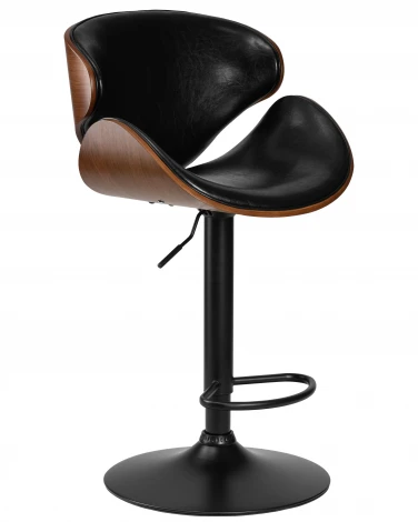 Набор 2 шт Стул барный DOBRIN KARTER BLACK (коричневый орех дерево (BWW), черный PU)