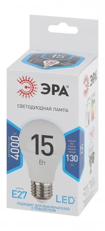 Лампочка светодиодная E27 15W ЭРА LED A60-15W-840-E27