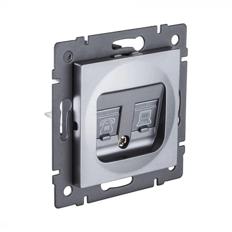 Розетка двойная RJ11 + RJ45 серый Kollinger REA-011GY для Aspekt, Eleganz, Reflex