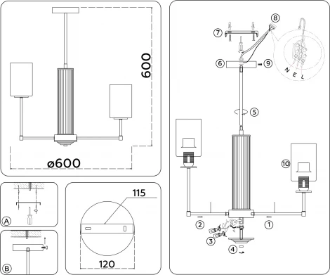 Потолочная люстра на штанге Ambrella High Light LH56211 (220V)