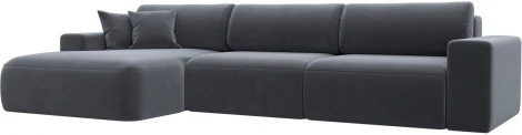 Диван угловой Лига-036 НПБ Классик Лонг левый угол (Серый/Велюр) Лига Диванов арт.121395L