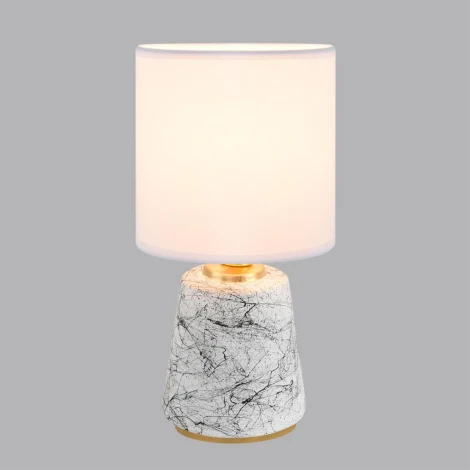 Настольная лампа Lumion Giata 8169/1T белый/серый керамика/текстиль E14 1*40W 220V (выключатель, круглые)