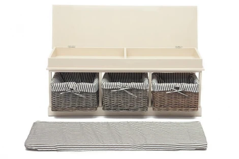 Обувница с 3-я корзинами и ящиком Secret De Maison SEIGE ( mod. SH-82301 ) butter white (слоновая кость) (дерево павловния, мдф)