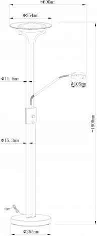 Торшер с лампой для чтения Arte Lamp Duetto A4329PN-2PB (LED, 220V)