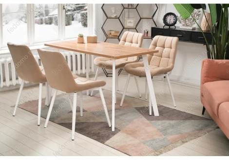 Стол Notta Тринити Лофт 120 25 мм белый матовый / дуб вотан 489654