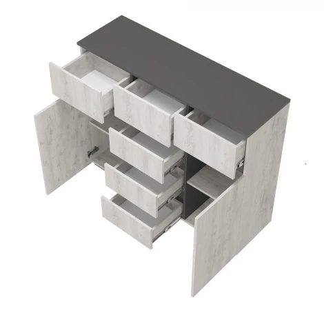 Комод БТС комбинированный Мрия КМ-15, Бетон пайн светлый, графит