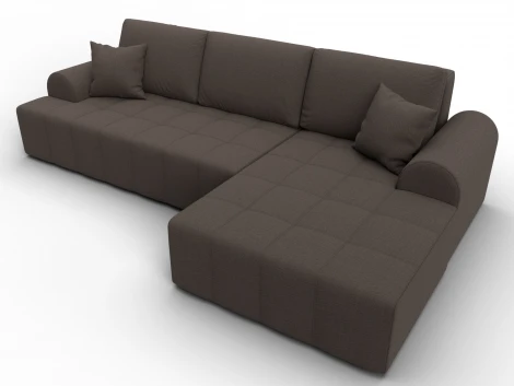 Диван угловой Лига-080 угол правый (ДСП/Пластик/Рогожка/Коричневый) Лига Диванов 134741