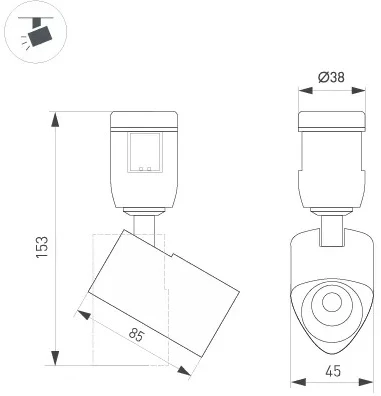 Трековый светильник ART-APRIORI-SPOT-TURN-R45-8W Day4000 (TN, 36 deg, 48V) (Arlight, IP20 Металл) 047796 (LED)