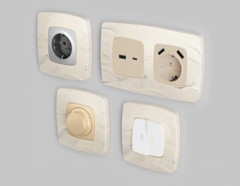 Рамка Ambrella Volt OMEGA Opera (Серо-бежевый мрамор) 3-ая OF940603