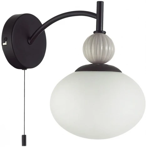 Бра с выключателем сонетка Lumion Gloriya 8273/1W черный/серый/белый, металл/керамика/стекло Е14 1*40W 220V (шар)