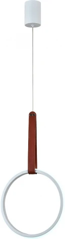 Подвесной светодиодный светильник Escada Alliance 10295/1LED White 30Вт, кожа/металл/силикон, белый (220V, на проводе, кольцо)