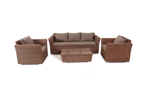Лаунж-зона из искусственного ротанга, цвет коричневый 4SIS Капучино KS3С2T-4-SET brown