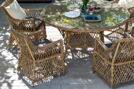 Плетеное кресло из искусственного ротанга, цвет соломенный 4SIS Латте YH-C1619W-2