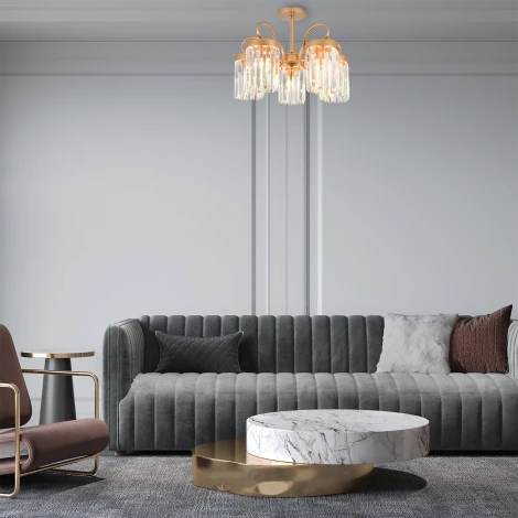 Потолочная люстра на штанге Escada Lofoyi 2116/5P 5x40Вт E14, металл/хрусталь, шампань, прозрачный хрусталь (220V)