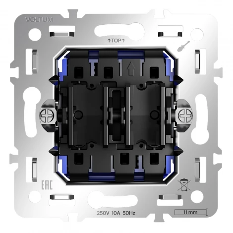 Механизм проходного переключателя двухклавишного 10А Voltum S70 VLS0203M