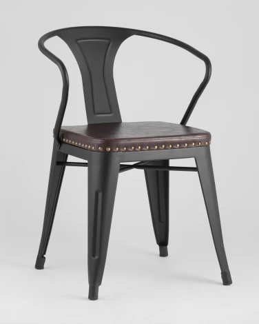 Стул Stool Group TOLIX ARMS SOFT с подлокотниками черный матовый УТ000001288