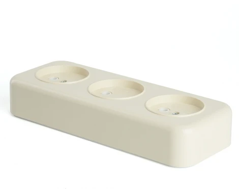Розетка тройная без заземления (слоновая кость) Stekker Брест 49055