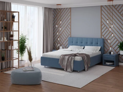 PROxSON Кровать Nety без основания (Ткань: Рогожка Тетра Голубой) 90x200