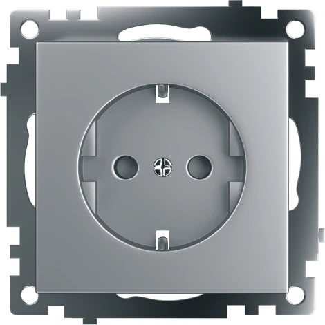 Розетка с заземлением и шторками (серебро) Stekker Катрин 39582