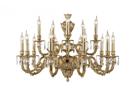 Подвесная большая люстра Dio D'Arte Estrada E 1.1.15.600 G (220V, хрусталь, на цепи, подсвечник, свеча)