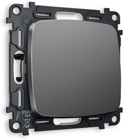 Комплект механизма Ambrella Volt 1-клавишного проходного выключателя OMEGA MO651020 Антрацит серый QUANT