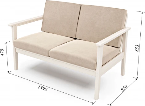 Диван Arsko прямой Лориан М беленый дуб велюр молочный