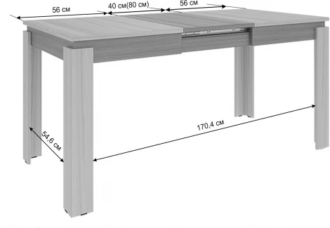Стол обеденный раздвижной Гермес 2 Mebelson (ЛДСП,ПВХ/Светлое дерево) арт.KM-0209.3318