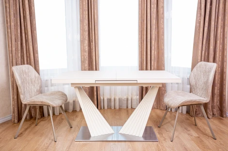 Стол раздвижной ASTRA 140-190x80х80см, керамогранит, сталь, айвори Bradex Home RF 0195