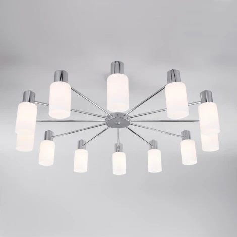 Потолочная люстра Wi-Fi на штанге Eurosvet Vegga 70160/12 хром (220V, управление смартфоном, голосовое управление, умный дом - Minimir Home, Алиса, Маруся, Салют)