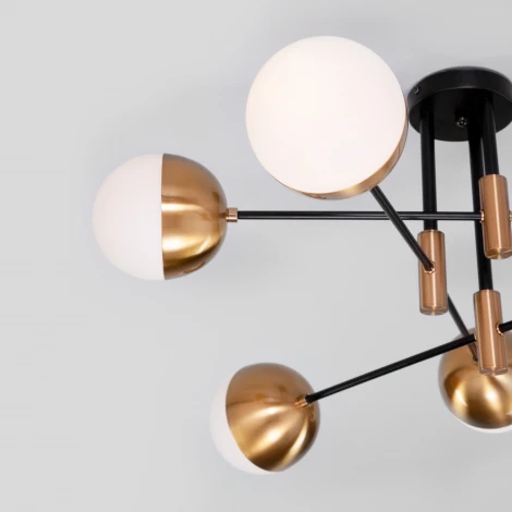 Умная потолочная люстра на штанге Eurosvet Nuvola 70129/6 латунь (220V, шарики)