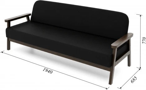 Диван Arsko прямой Флори Б венге велюр черный