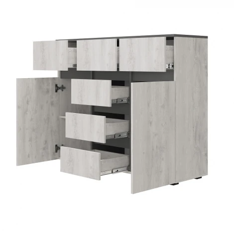 Комод БТС комбинированный Мрия КМ-15, Бетон пайн светлый, графит