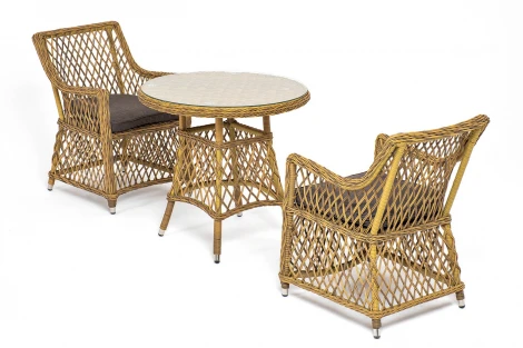 Обеденная группа плетеная, цвет соломенный 4SIS Эспрессо-80 L ECL2T1-3-SET