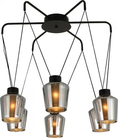 Подвесной светильник Escada Trenton 2140/6S 6x40Вт E27, металл/стекло, черный, дымчатый плафон (220V, на проводе)