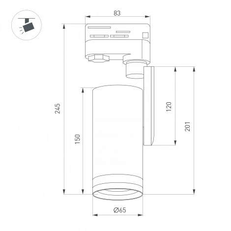 Трековый светильник светодиодный LGD-URANUS-4TR-R65-10W Warm3500-MIX (WH, 20-50 deg, side holder, 230V) (Arlight, IP20 Металл) 059361