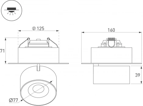 Встраиваемый точечный светильник SP-PLURIO-BUILT-TRIMLESS-R160-9W Day4000 (WH-WH, 36 deg, 230V) (Arlight, IP20 Металл) 038065 (LED)