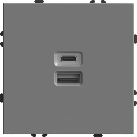 Розетка USB Type A+С (серый) Stekker Эмили 49957