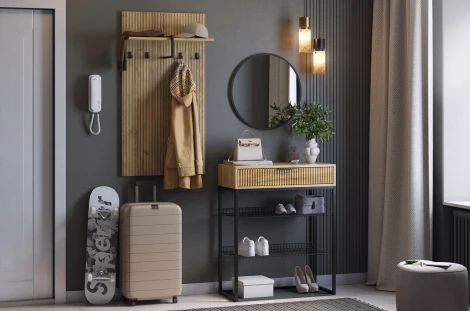 Вешалка 2 Бодрум Mebelson (ЛДСП/Дуб крафт золотой) арт.176763,2553