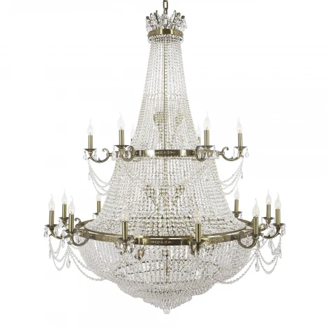 Подвесная большая люстра Dio D'Arte Lodi E 1.7.18.100 GB (220V, хрусталь Elite, на цепи, подсвечник, свеча)