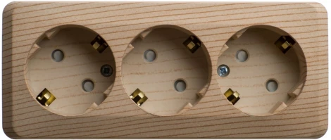 Розетка накладная тройная с заземлением и шторками (сосна) Systeme Electric Etude PA16-012D