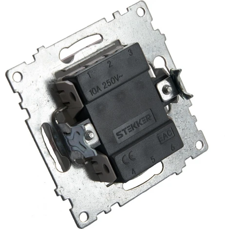 Переключатель одноклавишный (серебро) Stekker Катрин 39576